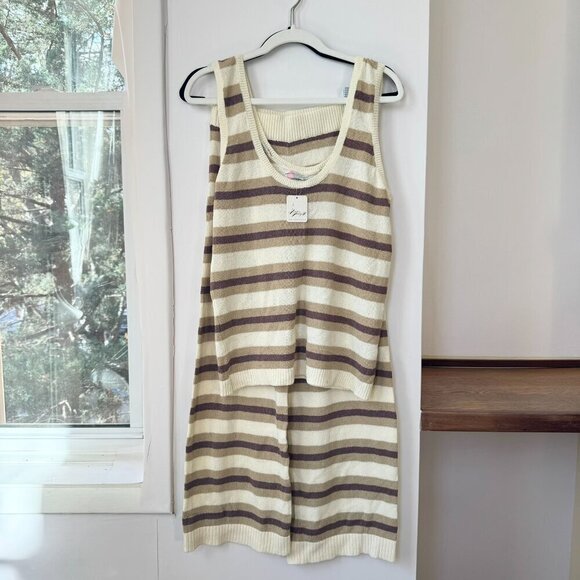 NWT Free People Beach Sweater Set Two Piece Striped Pants Set Vista Cream XS - Picture 3 of 12